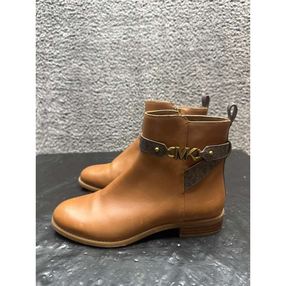Michael Kors Farrah Flat Leather Zip Up Ankle Booties Brown Womens Size 7M‎ US - Picture 5 of 13